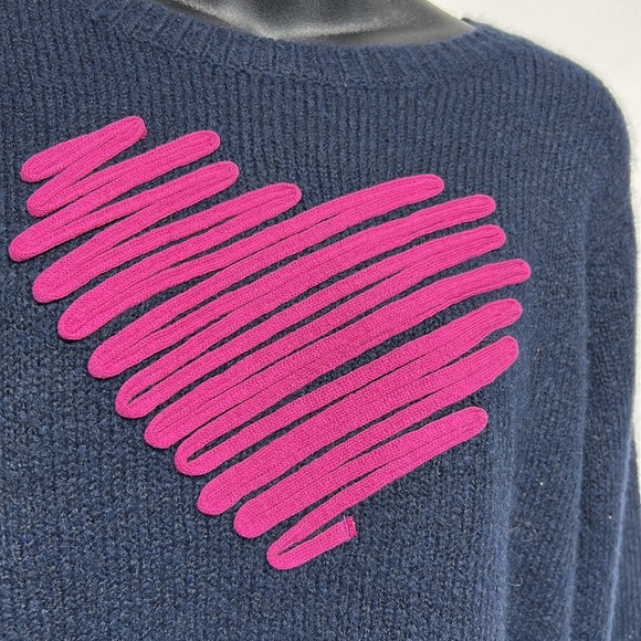 Women's Navy Sweater Pink Heart cupcakes, and cashmere‘s size ax Valentine’s Day - Picture 2 of 6